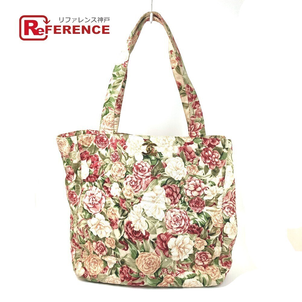 Chanel floral CC Coco Mark shoulder bag tote pink canvas